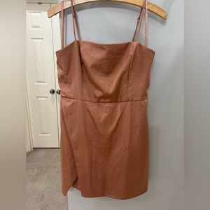 Copper/bronze mini satin dress